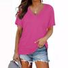 T-shirt da donna a maniche corte con scollo a V e tessuto in poliestere per un look casual estivo