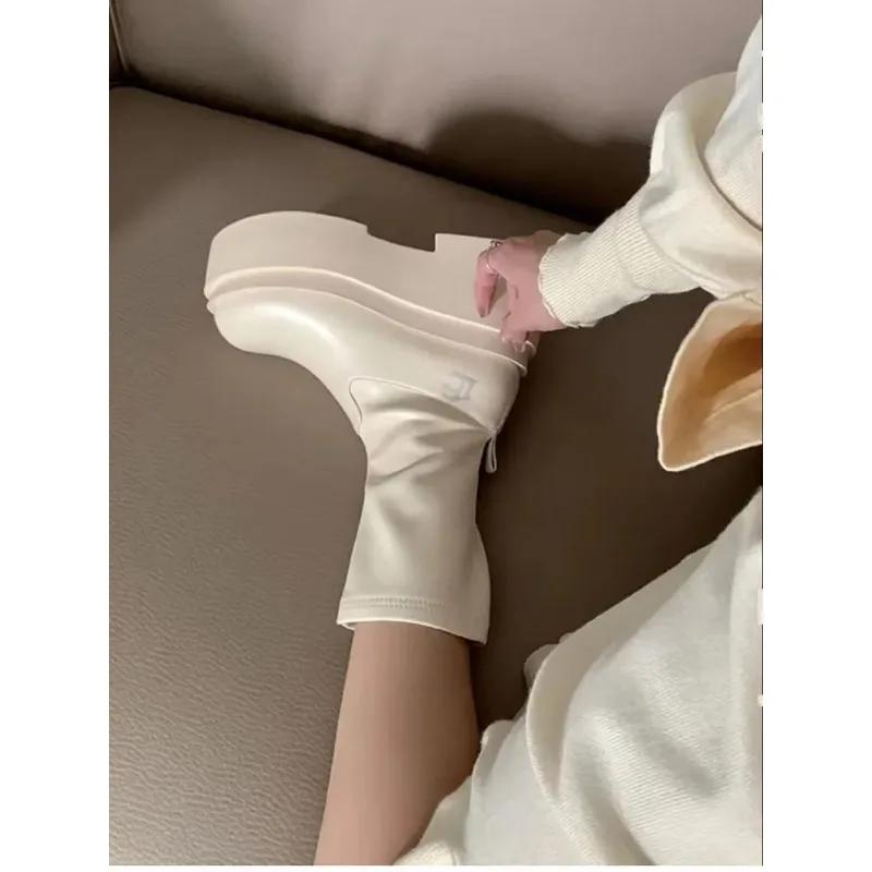 Fashion 2025 New Winter Shoes for Women Punk Boot Shoes Fashion Patform Wedges Heel Ladies Elegant Short Boots High Heel Gothic Shoes