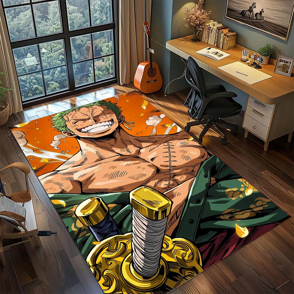 Roronoa Zoro Three Sword Style Santoryu  Rug Carpet Large Area Rug Non Slip Washable Floor Mat Gamer Room Bedroom Home Decor