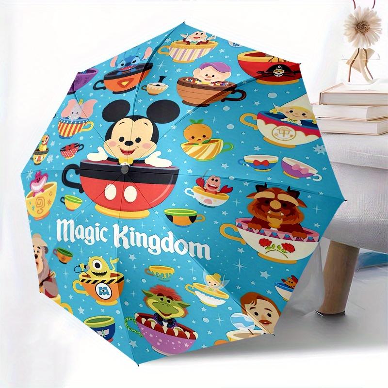 Disney Characters Automatic Folding Umbrella - Simple 8-Rib Design, Bright Cartoon Pattern, Durable Iron Frame, Suitable For Travel, Outdoor