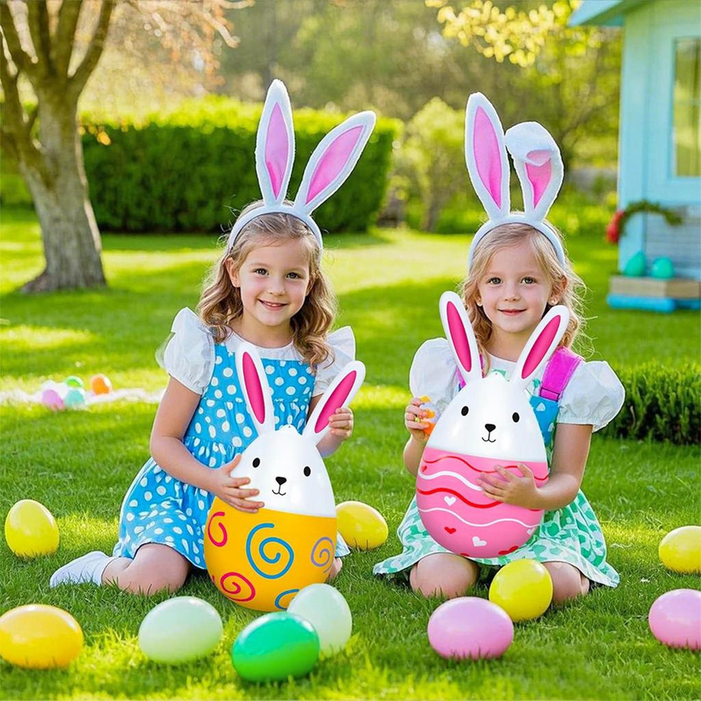 Inflatable Egg Decoration 6-Pieces PVC Bunny Decoration Toy Spring Holiday Ornaments For Home Farmhouse Apartment Garden