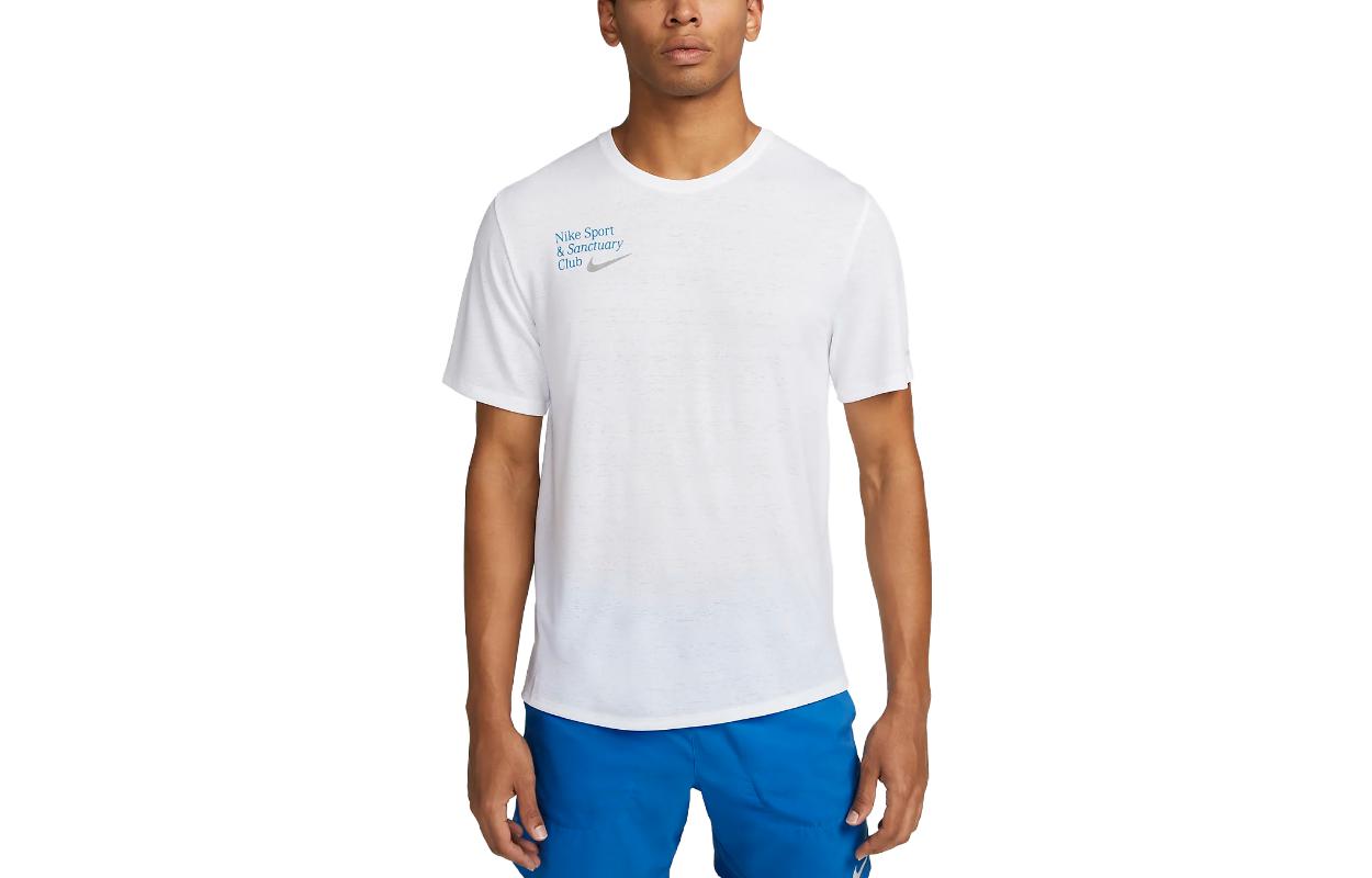 

Nike T Shirts Men s White Crew Neck Moderate Straight Fit FB9037-100 L