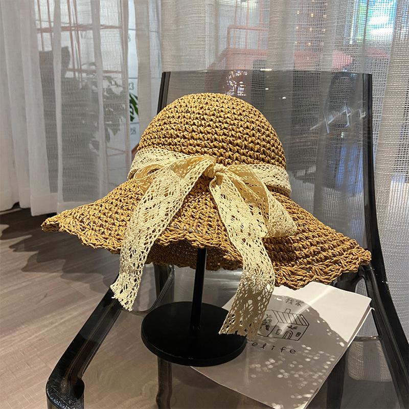 New Hat Women's Summer Beach Sun Hat Straw Versatile Sunscreen Visor Big Edge Folding Straw Hat