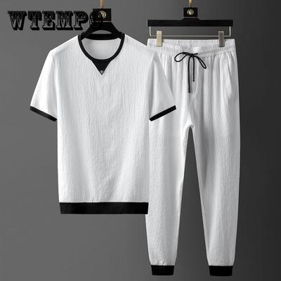 Kurzarm Casual Kurzarm Anzug Herren Sommer Schnell Trocknend Dünne Ice Silk Sport Anzug Männer