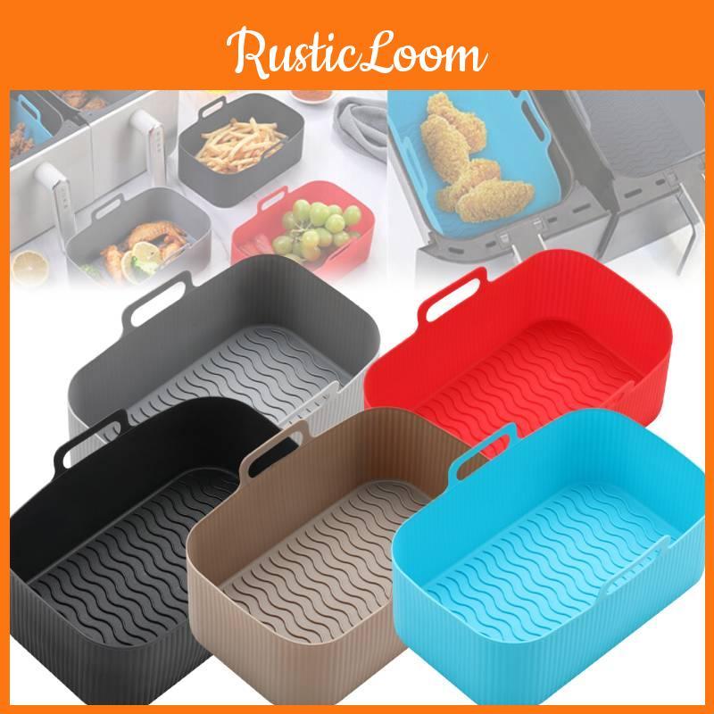 Stylish Silicone Air Fryer Tray Rectangular And Octagonal Shapes Heat Resistant Multiple Colors
