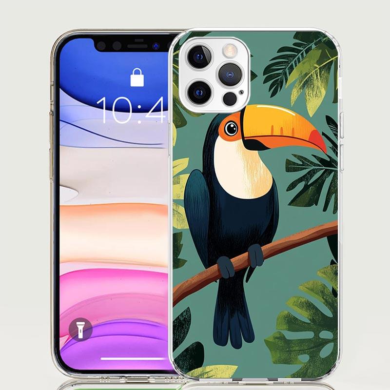 Tropical Toucan Phone Case For iPhone 17 Air 16 15 Plus 11 14 Pro Max 13 Mini 12 7 8 + SE Pattern Art Customized Cover 17 Air 16