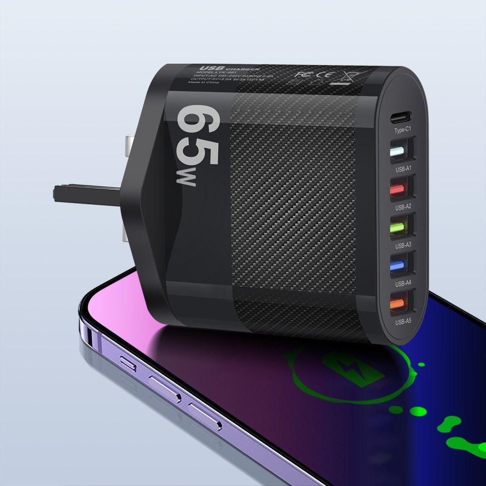 5 Ports Quick Charger Adapter 65W 65W GaN Charger Fast Charging Mobile Phone Adapter  Mobile Phone