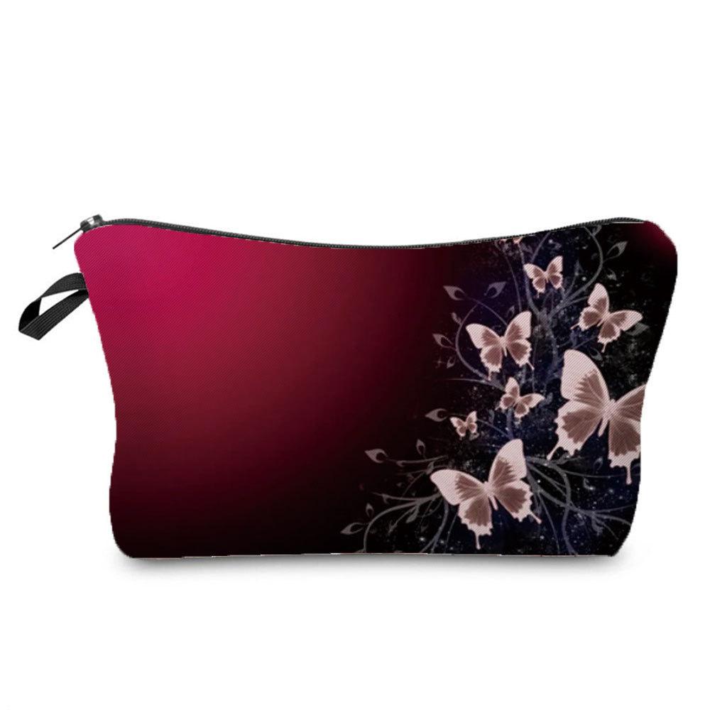 Damen Schmetterlingsprint Kosmetiktasche Toilettenartikel Organizer Reiseaufbewahrungskoffer 6417