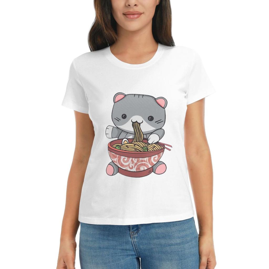 Women TShirt Kawaii RaUnisex Cat Summer Short Sleeve Tees ONeck Cotton T Shirts Clothes Tops Streetwear
