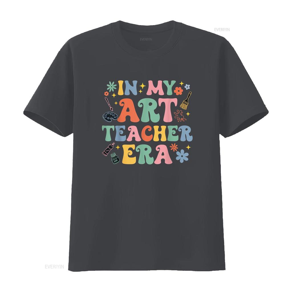 Groovy In My Art Teacher Era Back To School T Shirt Vintage Washed Designer Clothes Comfortable Streetwear Graphic Homme Unisex