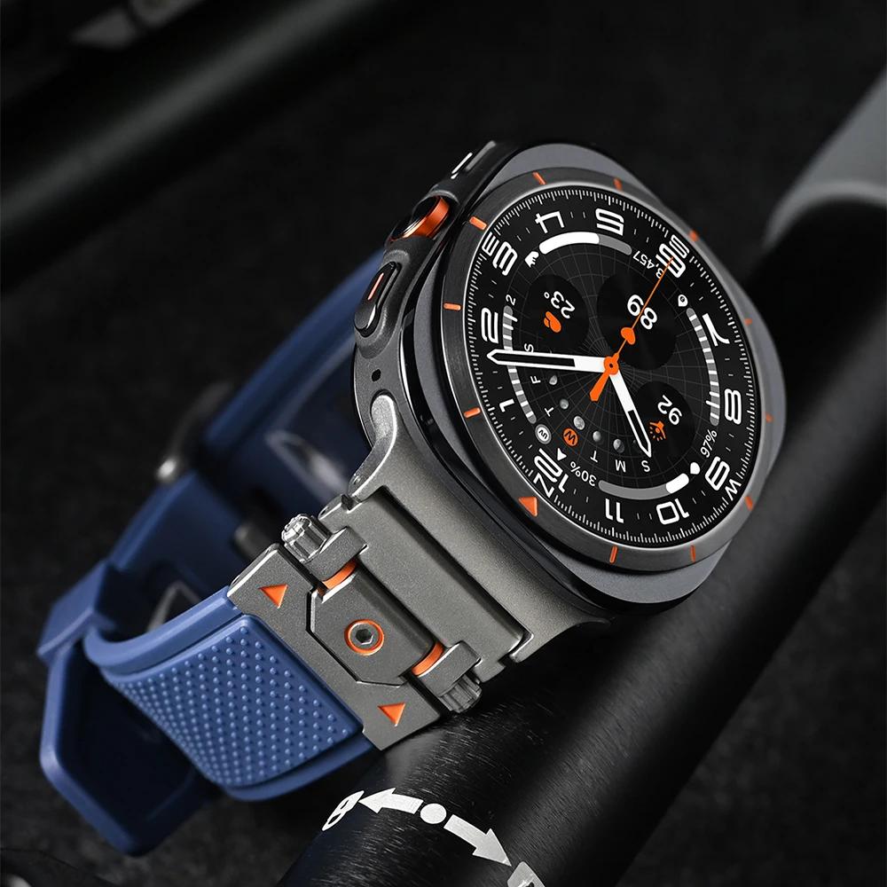 Rubber Soft Band for Samsung Galaxy Watch Ultra 47mm Titanium Color Strap Correa for GALAXY WATCH 47 ULTRA Luxury Sport Bracelet