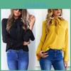Solid Color Ladies Casual Tops Women Summer Loose Top Long Sleeve Blouse For Daily Wear