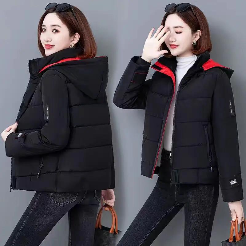Women Thick Fleece Cotton Parkas Women Puffer Jacket Winter Fashion Warm Hooded Short Down Jacket Lady Casual Solid Zipper Padded Coat