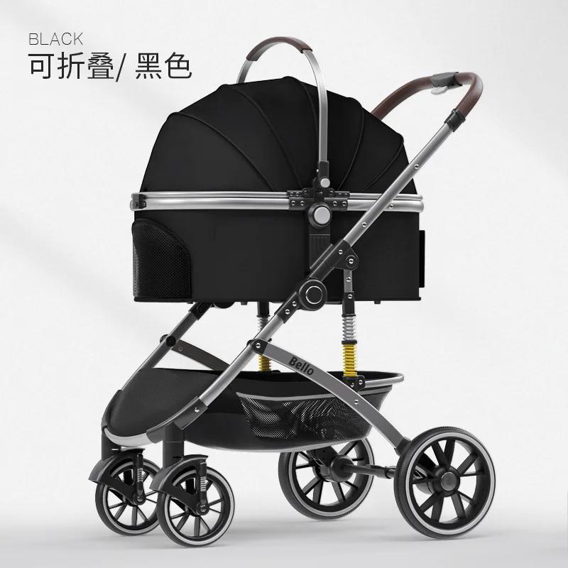 

BELLO LD11 Большая тележка для перевозки нескольких домашних животных, тележка для собак, спасательная собака, четырехколесная дорожная коробка с принадлежностями чёрный