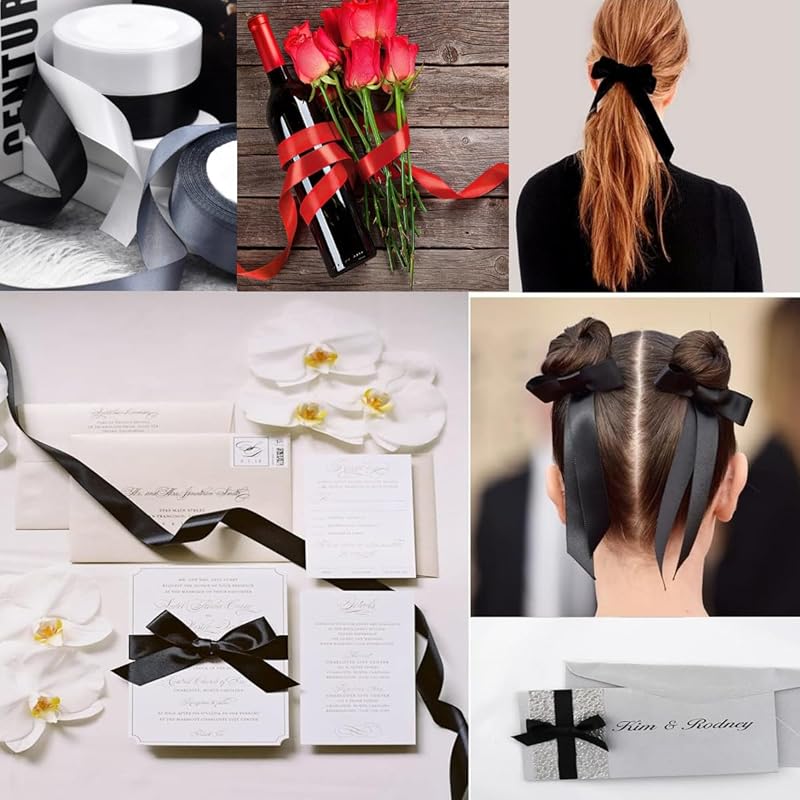 YFFSFDC Satin Ribbon Approximately 91m Long Width 2.5cm Ribbon Decoration Large Capacity Handicrafts Wrapping Valentine Gift Wrapping DIY Bouquet Bow