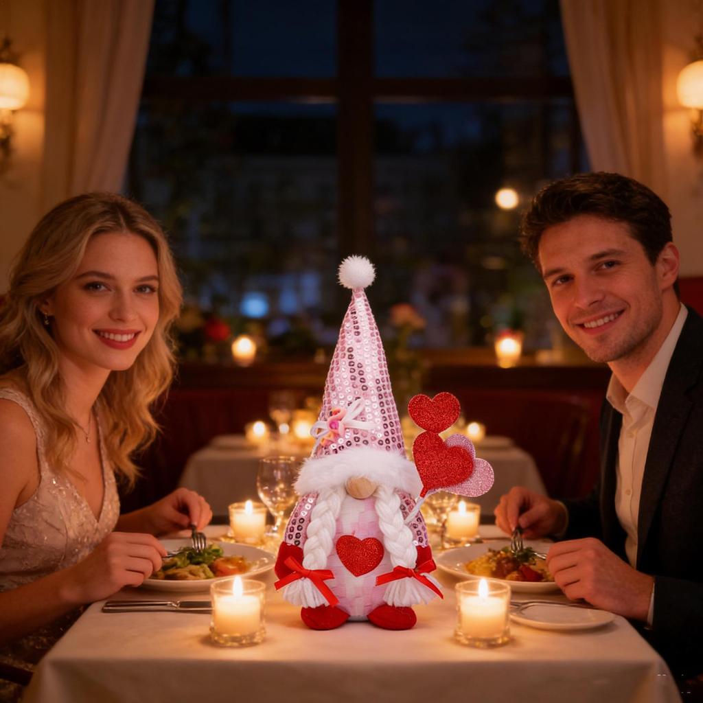 Valentines Day Gnomes Decorations Holiday Table Decor Romantic Dwarf Doll For Bedroom Living Room Study Bookshelf Mantel Display