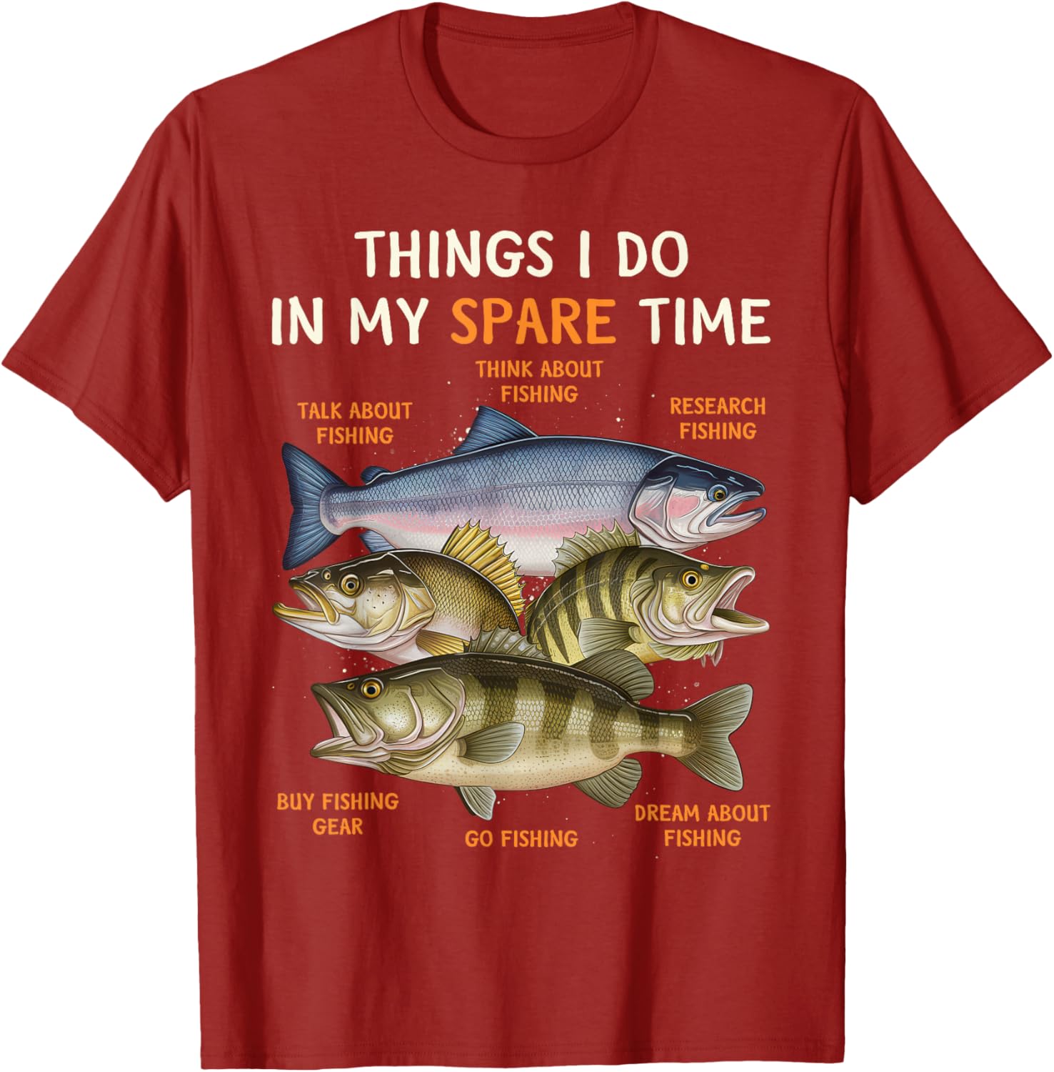 Things I Do In My Spare Time Fishing Graphic TShirt Funny Fishing Apparel for Men Youth and Boys Bass Lovers TShirt S