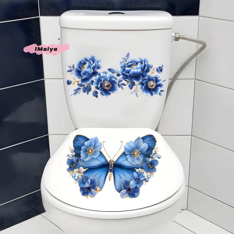 M-Waterproof Butterfly Wall Stickers Bathroom Toilet Sticker Modern Flower Pattern Self-adhesive Paintings For Living Decoration