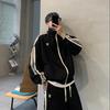 Completo Due Pezzi Casual Uomo Autunno/Inverno Stile Coreano con Collo Alto e Vestibilità Larga per Studente Sportivo 2024