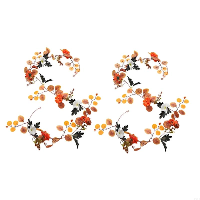 Fall Decorative Vine with Artificial Flower and Realistic Leaves for Harvest Festival Backdrops Mantels and Tabletop