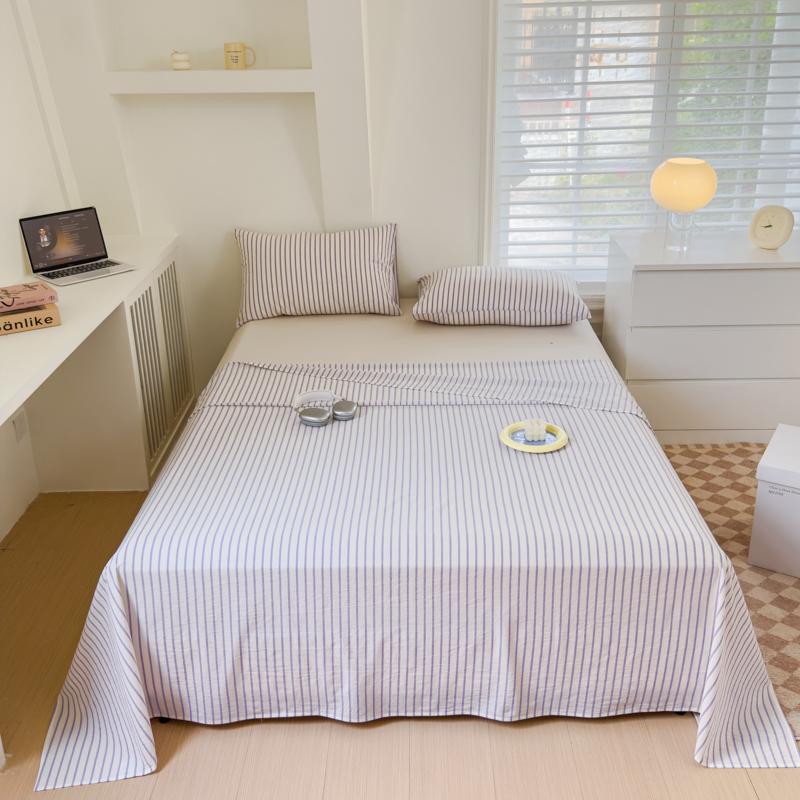 

Комплект постельного белья из 100% хлопка с простыми линиями, мягкий, удобный, домашний текстиль, 3 предмета, простыня на резинке и наволочки, приятный для кожи 120x230cm 2Pcs