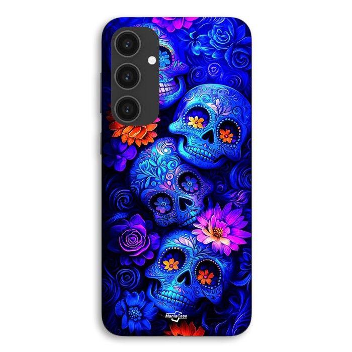 Coque Pour Samsung Galaxy S24 Têtes de mort bleu coloré Maniacase