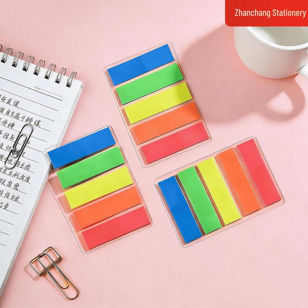 Transparent Fluorescent PET Index Tabs - Writable Student Memo Stickers