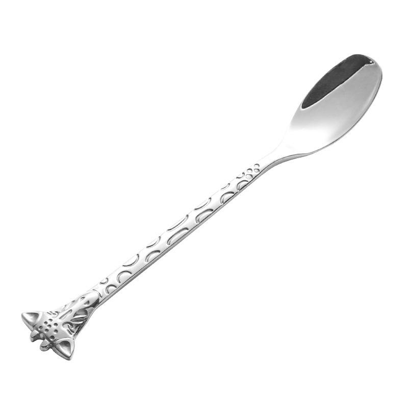 304 stainless steel dessert spoon fork stirring spoon creative cartoon giraffe cake ice cream coffee spoon fork