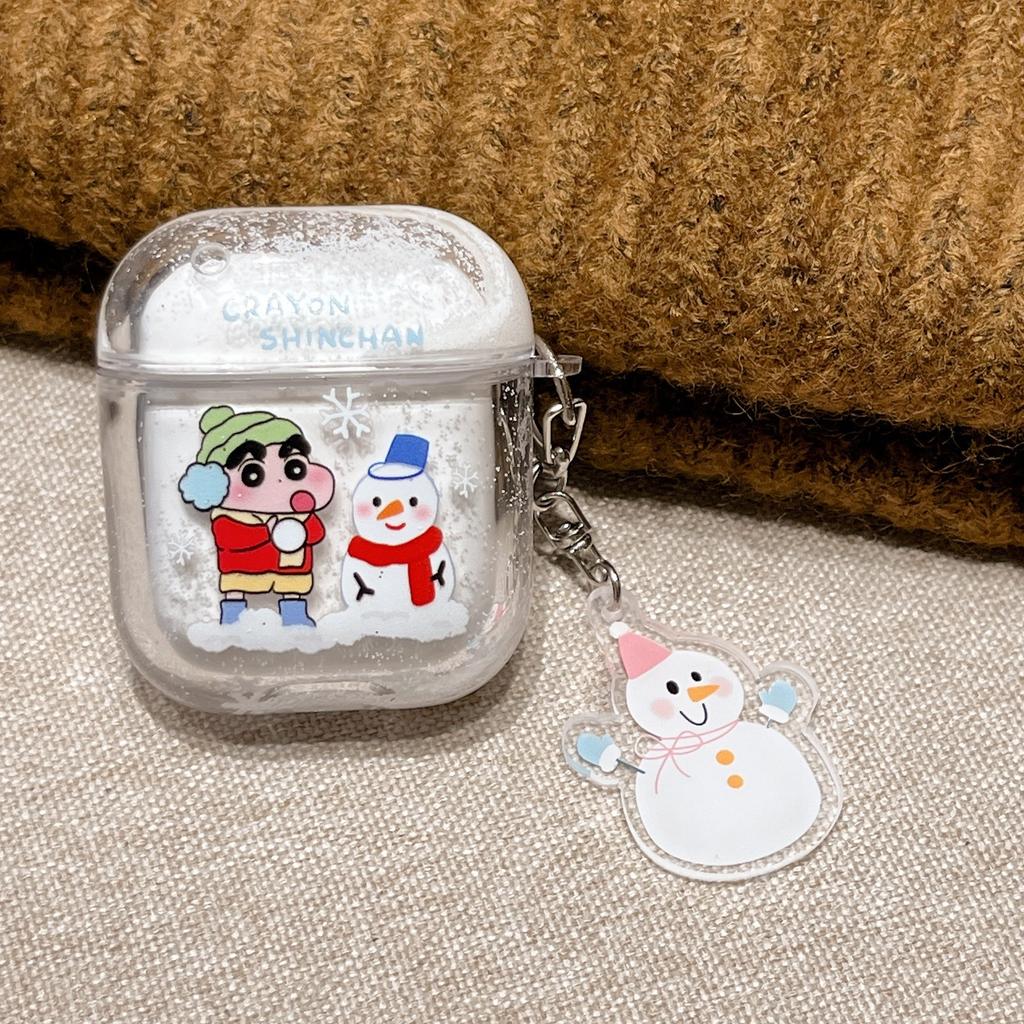 Cartoon Small New Snowman for AirPods 1 Apple Bluetooth Wireless 1/1 Generation Quicksand Earphone Cover Cute Pro1