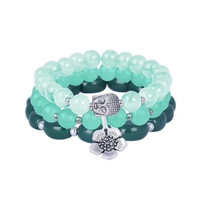 Bijuterii pentru mai puțin Cadou de Valentine JFL Vindecare Mărgele de onix verde Farmecul Buddha de argint Yoga Reiki Piatră naturală