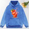 Creative Strawberry Juice Prints Washed Hoodie Y2K Couple Street Hoody Vintage Oversize Clothing Sweatshirt