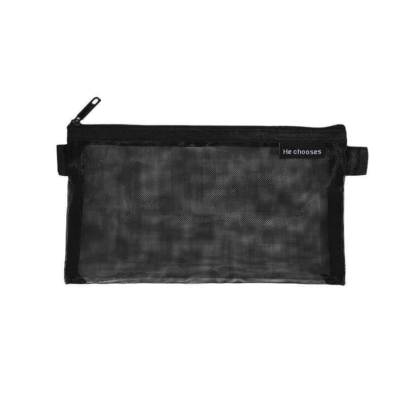 Simple Transparent Mesh Office Student Pencil Cases Nylon School Supplies Pen Box