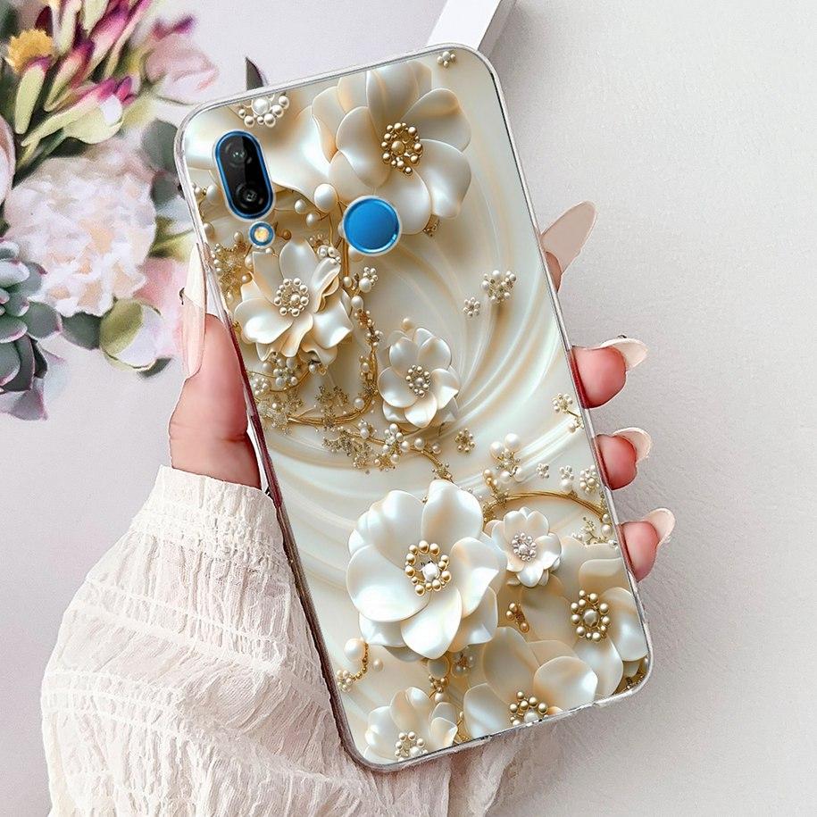 Für Huawei P20 Lite Hülle Beliebte Blume Schmetterling Weiche Klare Silikon Handy Rückseite für Huawei P20Lite Nova 3e ANE-LX1 Bumper