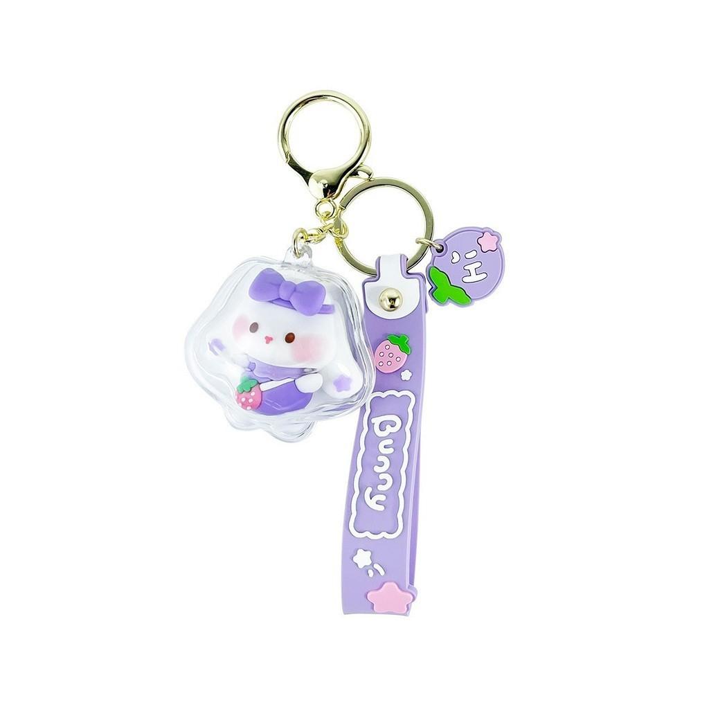 Adorable Cute Cartoon Rabbit Keychain For Girls Acrylic Couple Keyring Gift