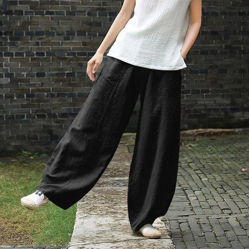 

Женские брюки-фонарики больших размеров, однотонные, весна-осень, эластичный пояс, свободные, повседневные, с карманами S