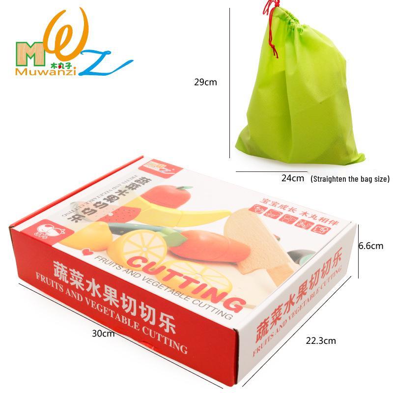 Wooden Fruits & Vegetables Cut-Cut Educational Toy Set for Pretend Play & Children's Kitchen Learning.