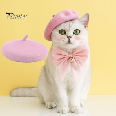 Pet Hat Adjustable Cute Cat Beret Comfortable Soft Dog Costume Headwear Photo Props Pet Fashion Accessories