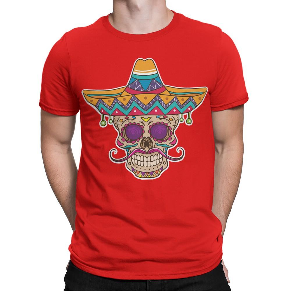 Colorful Sugar Skull Sombrero TShirt Day of the Dead Design Mens Friendly DOTD 2XL