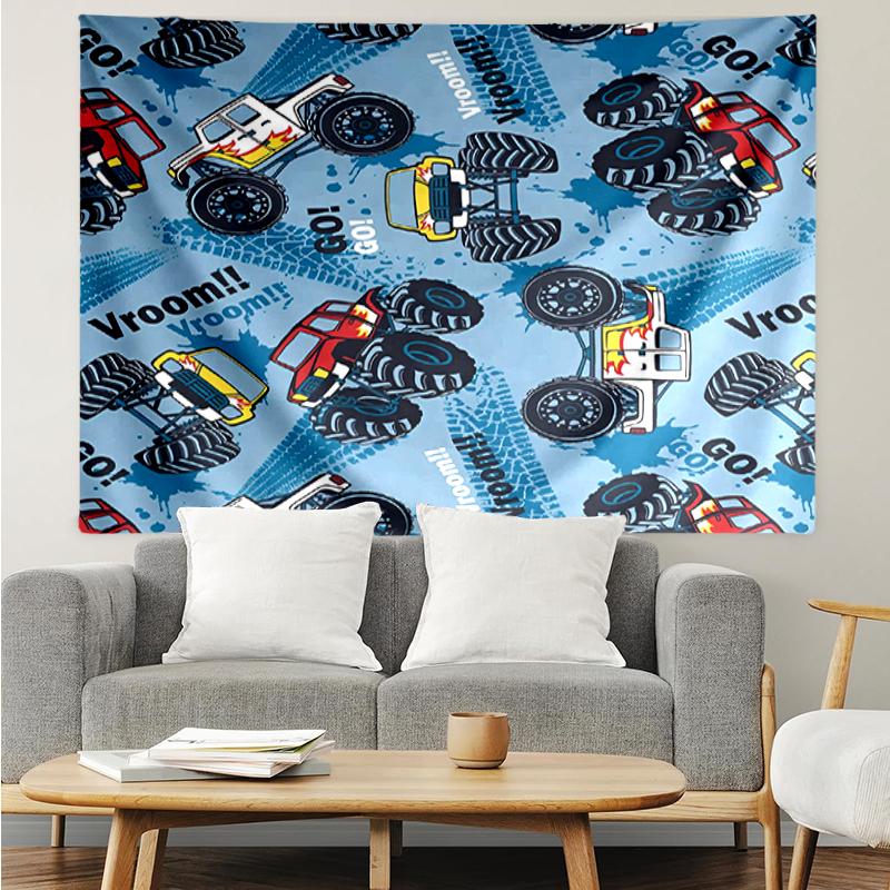 Truck Print Tapestry, Backdrop, Easy Setup, Ideal for Bedroom, Office & Living Room, with Aesthetic Wall Hanging Decor.