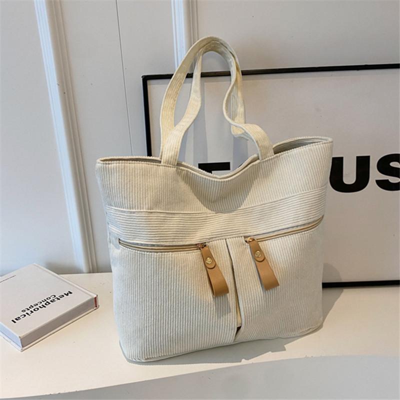 Сумка-слинг через плечо для возвращающихся студентов, Женская вельветовая сумка-тоут большой вместимости, Повседневная сумка-тоут для женщин бежевый