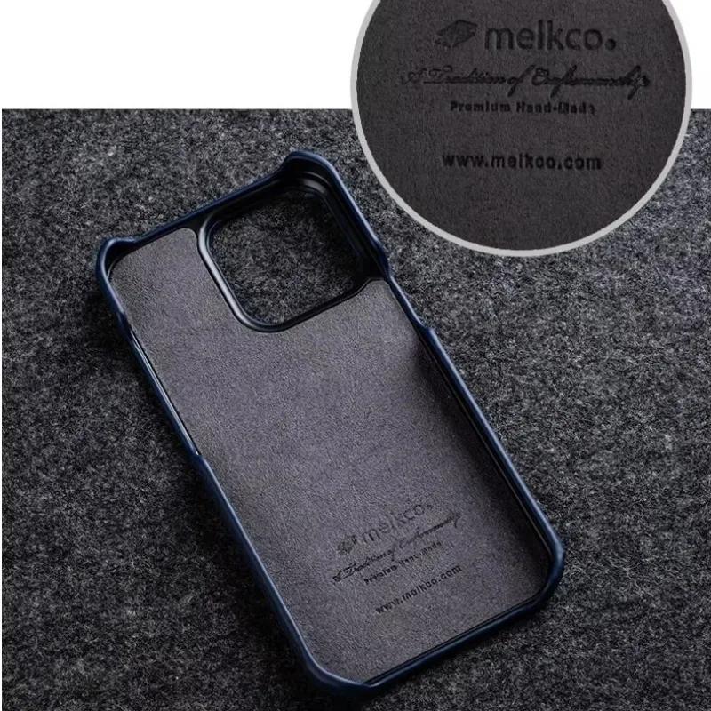 Melkco Genuine Leather Phone Case for IPhone 16 Pro Max 17 16e 15 Plus 14 13 Mini 12 11 X Xs Max First Layer Cowhide Hard Cover