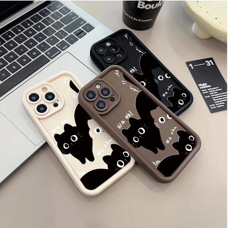 Cute Black Cat Case for Infinix Note 40 Hot 50 40 Pro 30i 30 Play 40i GT 20 10 Tecno Camon 30 Spark 30C 10 Pro 20C Smart 8 9