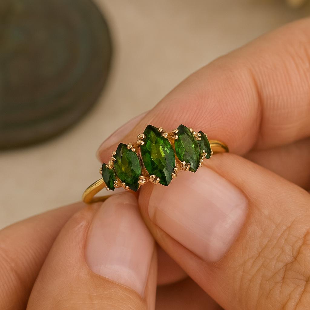 Wedding Engagement Anniversary Promise Gift – Dark Green Tourmaline Eternity Band, Marquise Cut October Birthstone Luxury Ring for Women