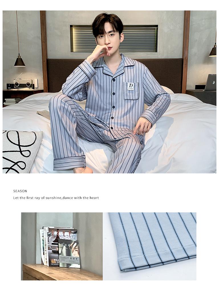 Men's Long Sleeve Cotton Pajama Set - Plus Size, Wearable Outdoors, Lightweight for Spring, Autumn, and Winter