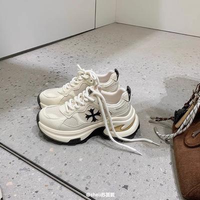 Traubenmutter im gleichen Stil, Höhenzunahme 7,5 cm~ Kreuzblumenplateau lässige Sportschuhe Damen Sommer Papa-Schuhe Laufschuhe