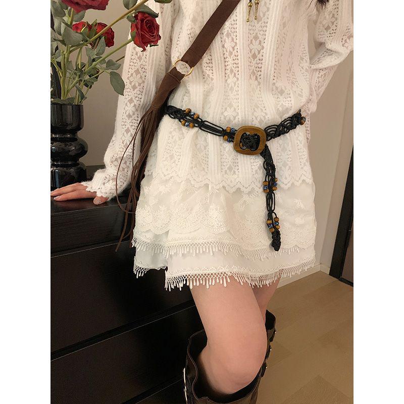 Korean Style Retro Ethnic Woven Belt: Chic & Versatile Waist-Cinching Accessory for Dresses