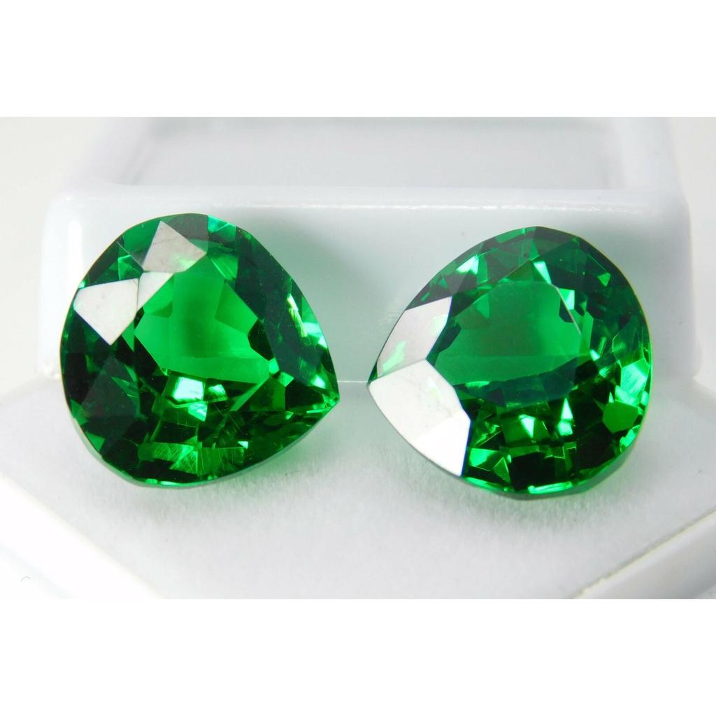 16.32 Ct Natural Tsavorite GARNET Green Pear Shape Loose Gemstone Pair