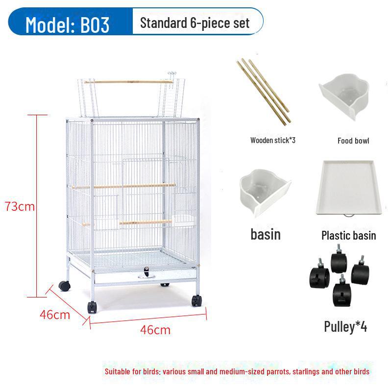 Různé kovové klece pro domácí mazlíčky a multifunkční ptačí vily, klece pro papoušky a špičkové ptačí klece