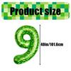 40Inch Green Mosaic Number Foil Balloon Kids Boys Game Theme Birthday Party Decoration Favors 0-9 Digital Balloon Supplies Gift