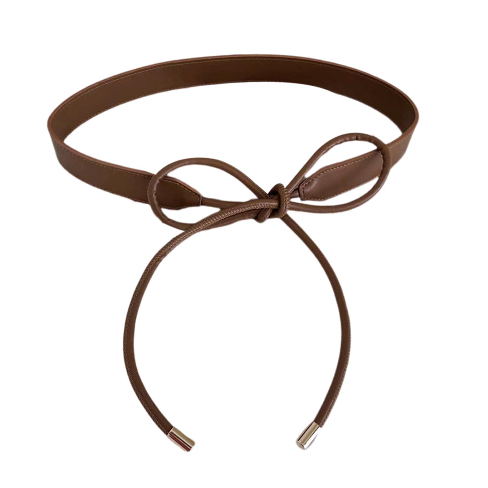 

Eye Catching Waist Belt with Self Tie Rope for Adult Personality PU Waist Belts for Women Coat Dress Self Tie Waist Rope 1 коричневый